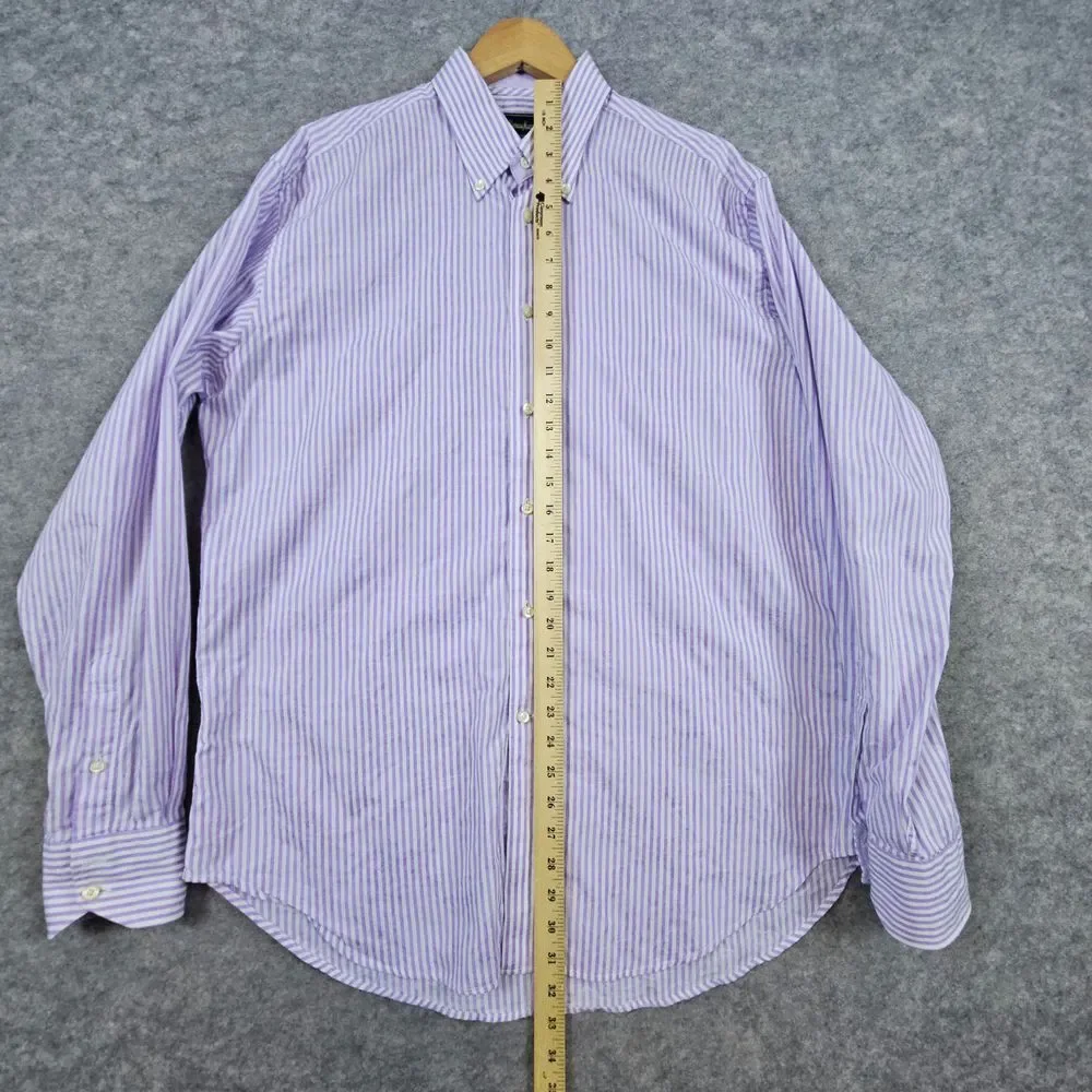 Neiman‎ Marcus Men's Shirt Size L Purple & White Stripes Floral 100% Cotton SPOT